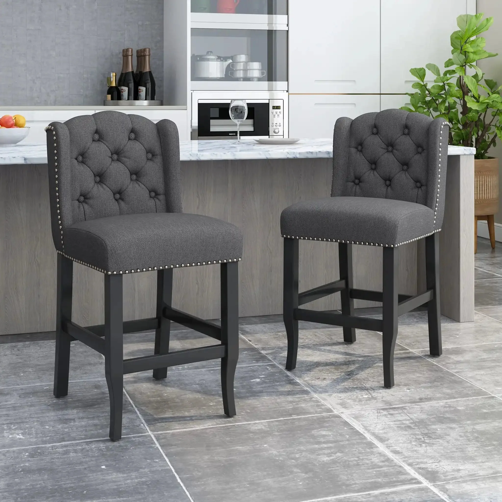 Vienna - Fabric Tufted Counter Stool With Nailhead Accents (Set of 2) - Image 12