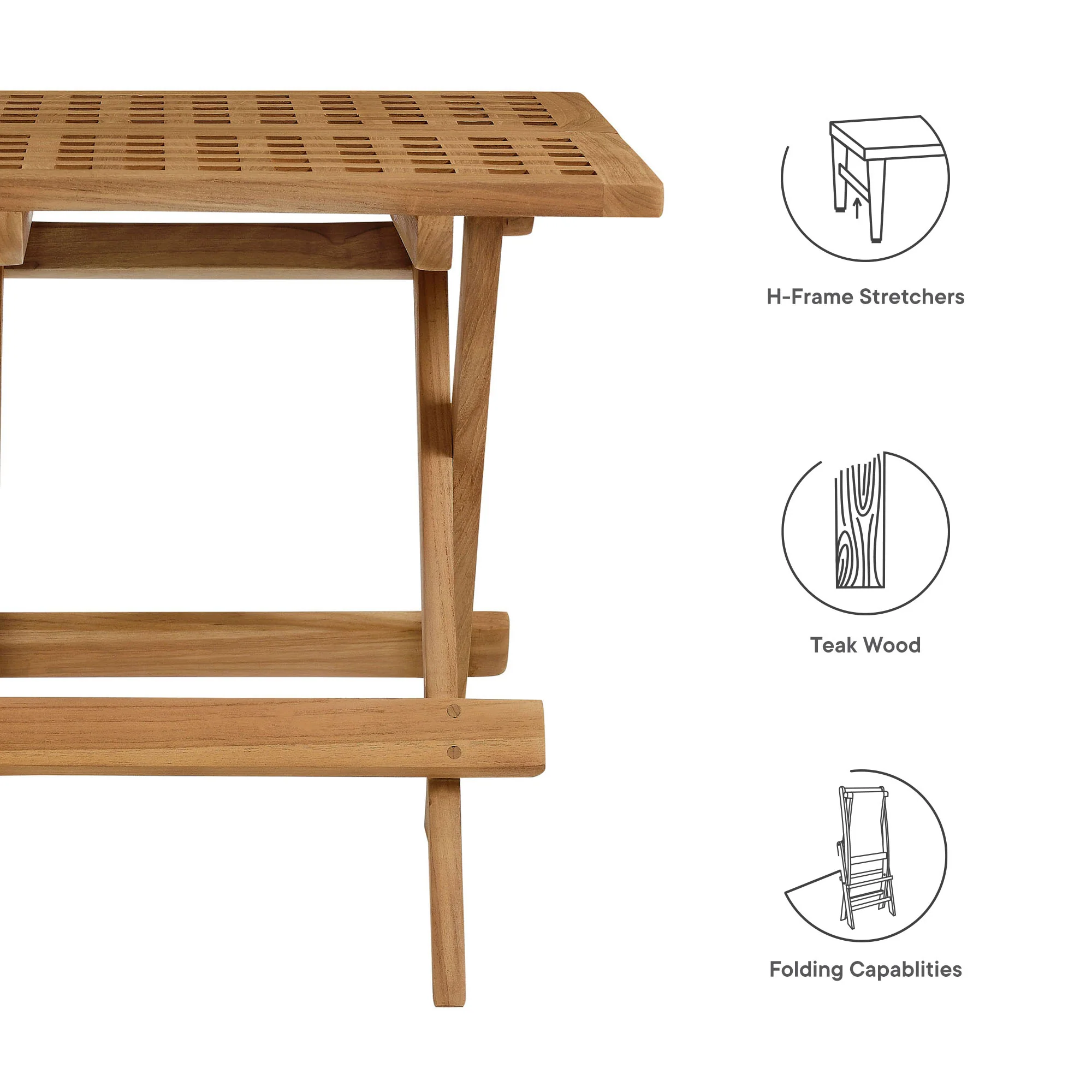 Vienna Outdoor Patio Teak Wood Side Table by Modway - Image 2