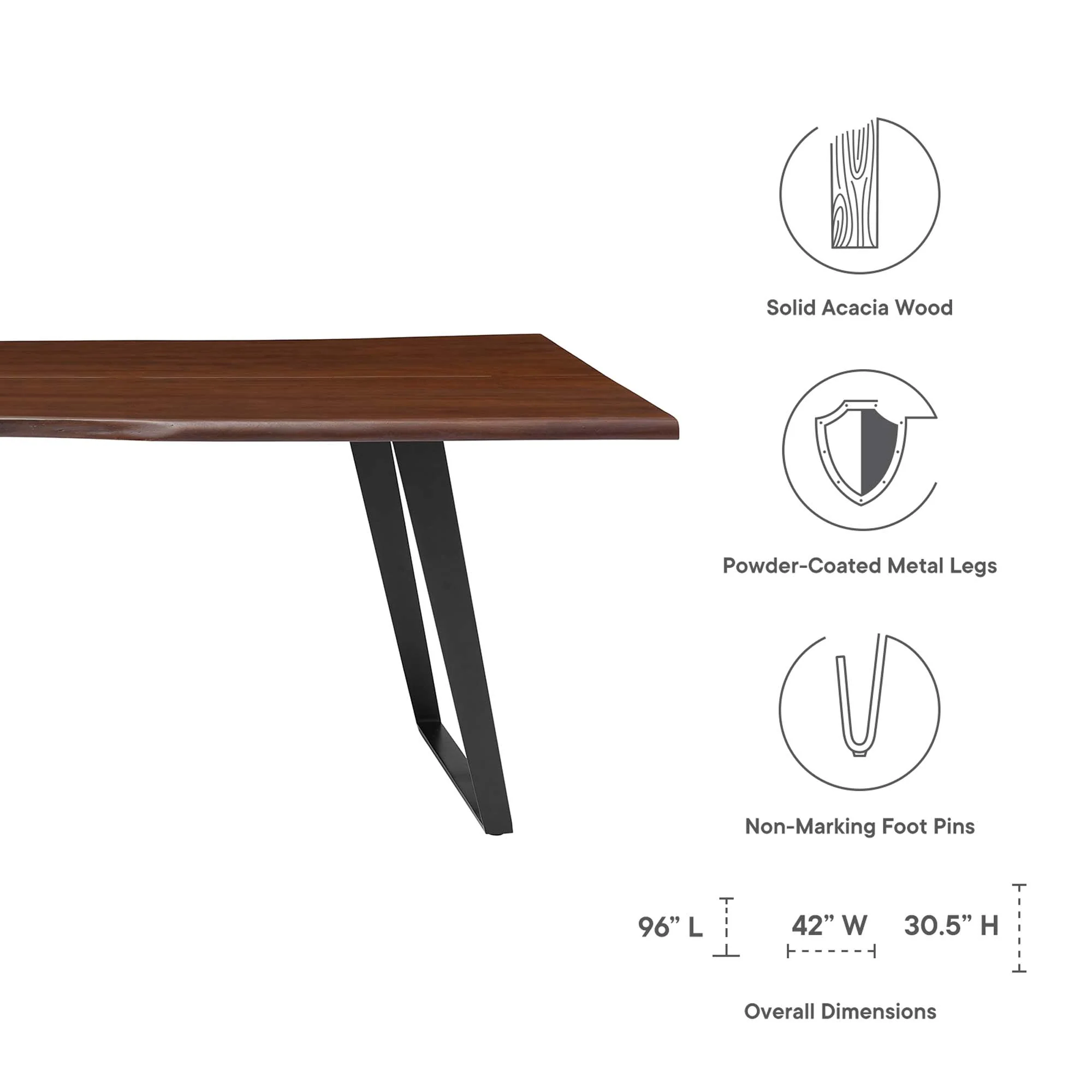 Viggo 96" Live Edge Acacia Wood Dining Table - Image 2