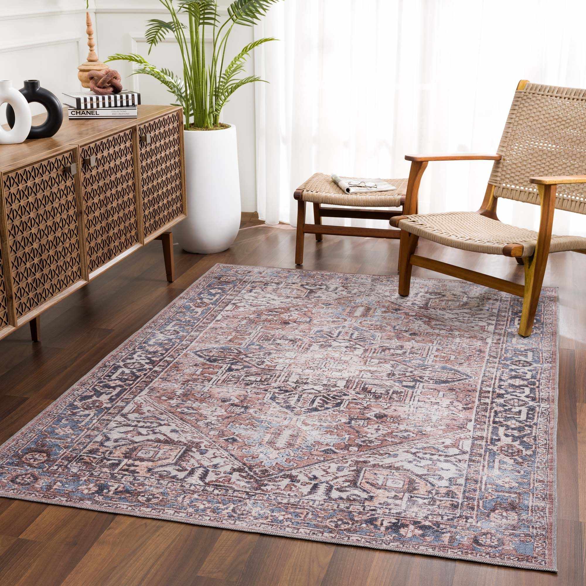 Viho Vintage Flat Pile Washable Rug - Clearance - Image 2