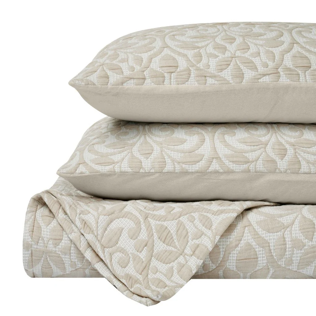 Vineyard Cotton Blend Medium Weight Matelasse Floral Scroll Coverlet - Image 12