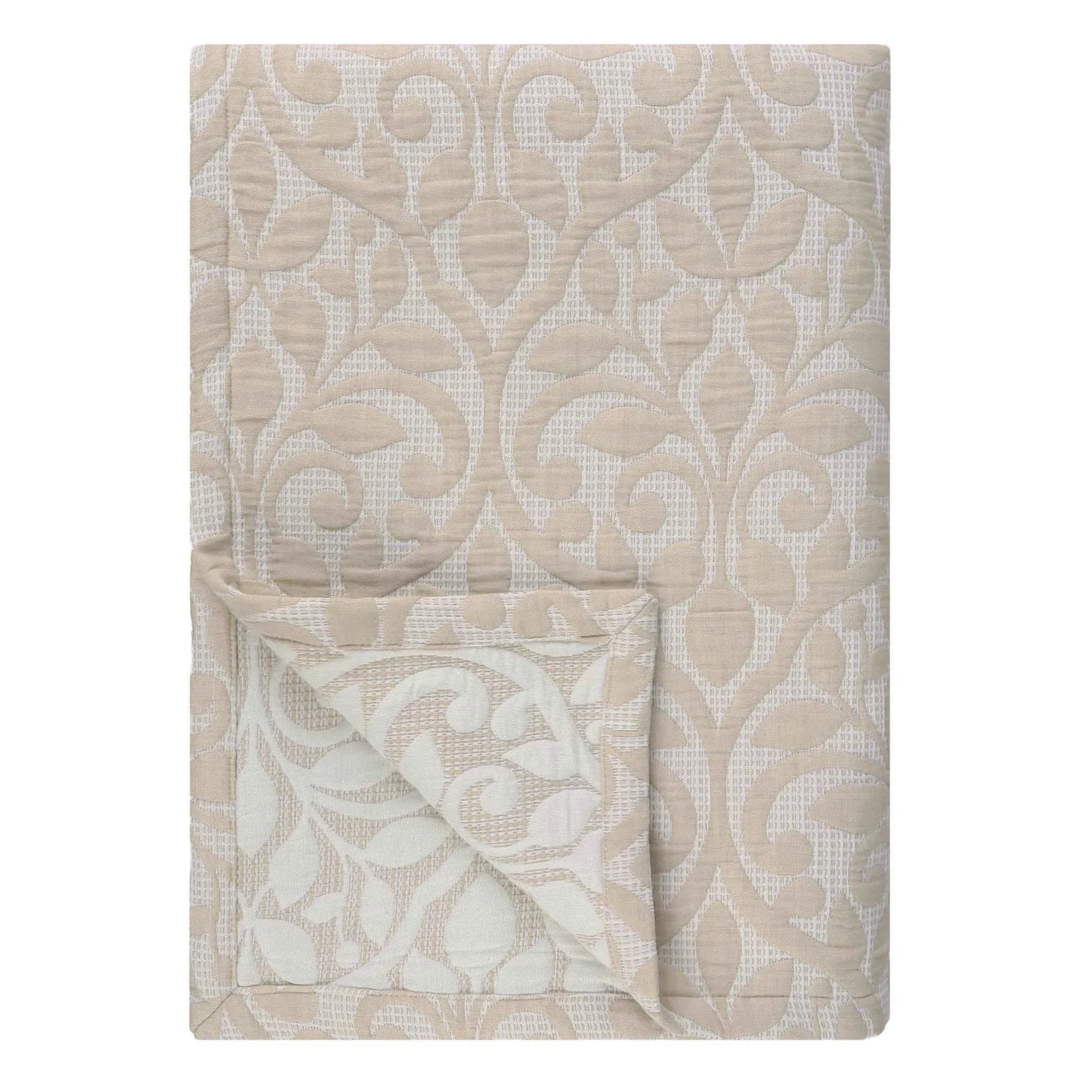Vineyard Cotton Blend Medium Weight Matelasse Floral Scroll Coverlet - Image 15