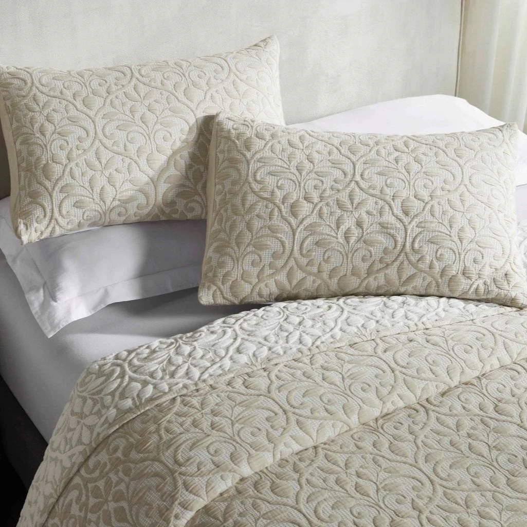 Vineyard Cotton Blend Medium Weight Matelasse Floral Scroll Coverlet - Image 16