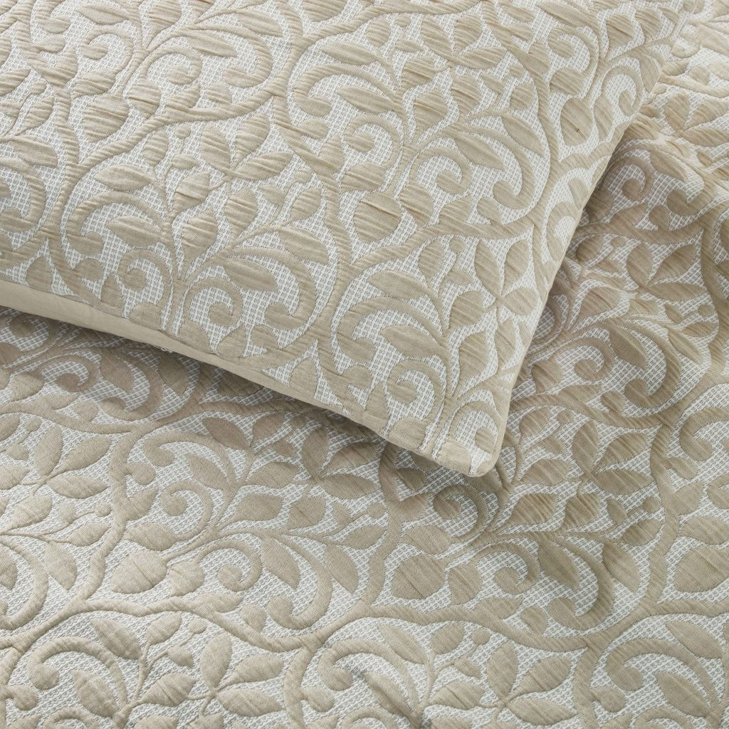 Vineyard Cotton Blend Medium Weight Matelasse Floral Scroll Coverlet - Image 17