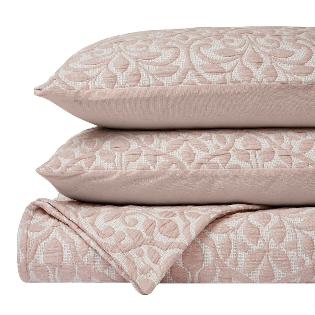 Vineyard Cotton Blend Medium Weight Matelasse Floral Scroll Coverlet - Image 22