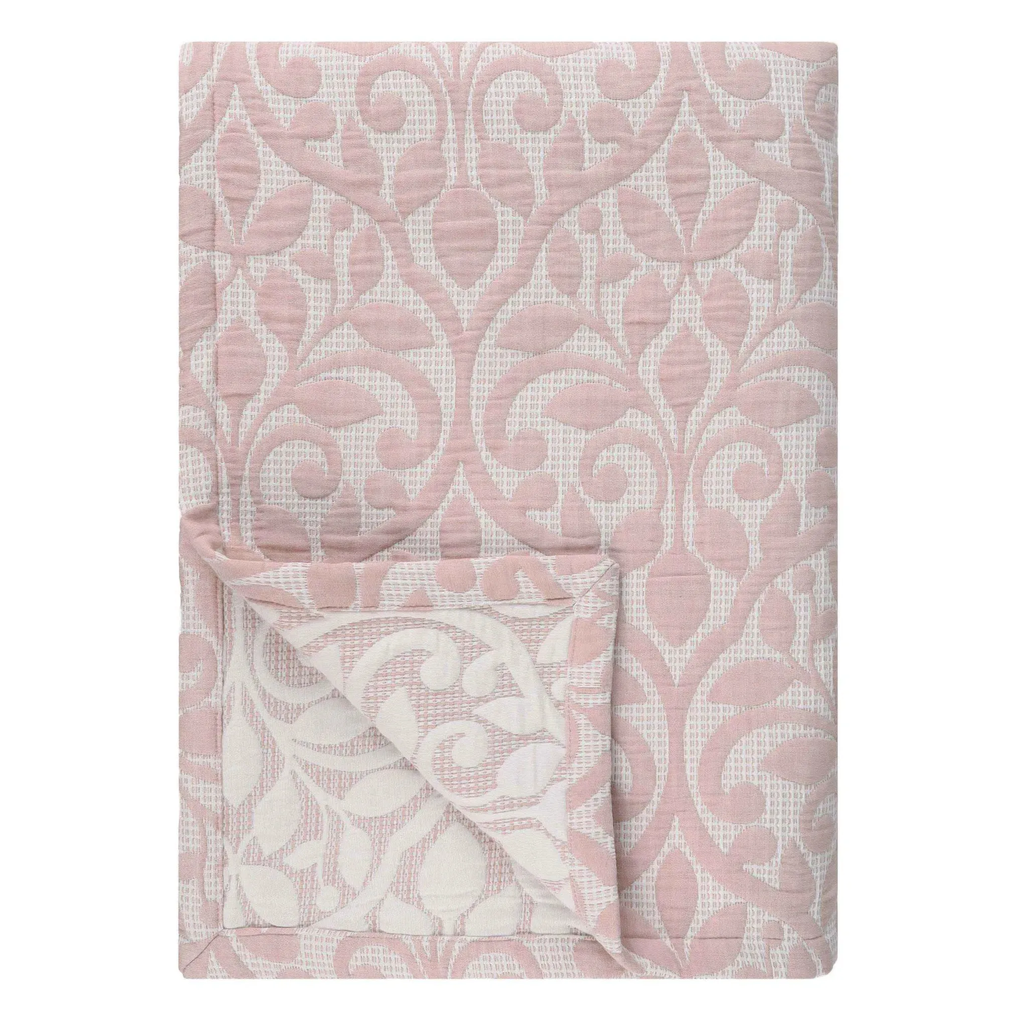 Vineyard Cotton Blend Medium Weight Matelasse Floral Scroll Coverlet - Image 25