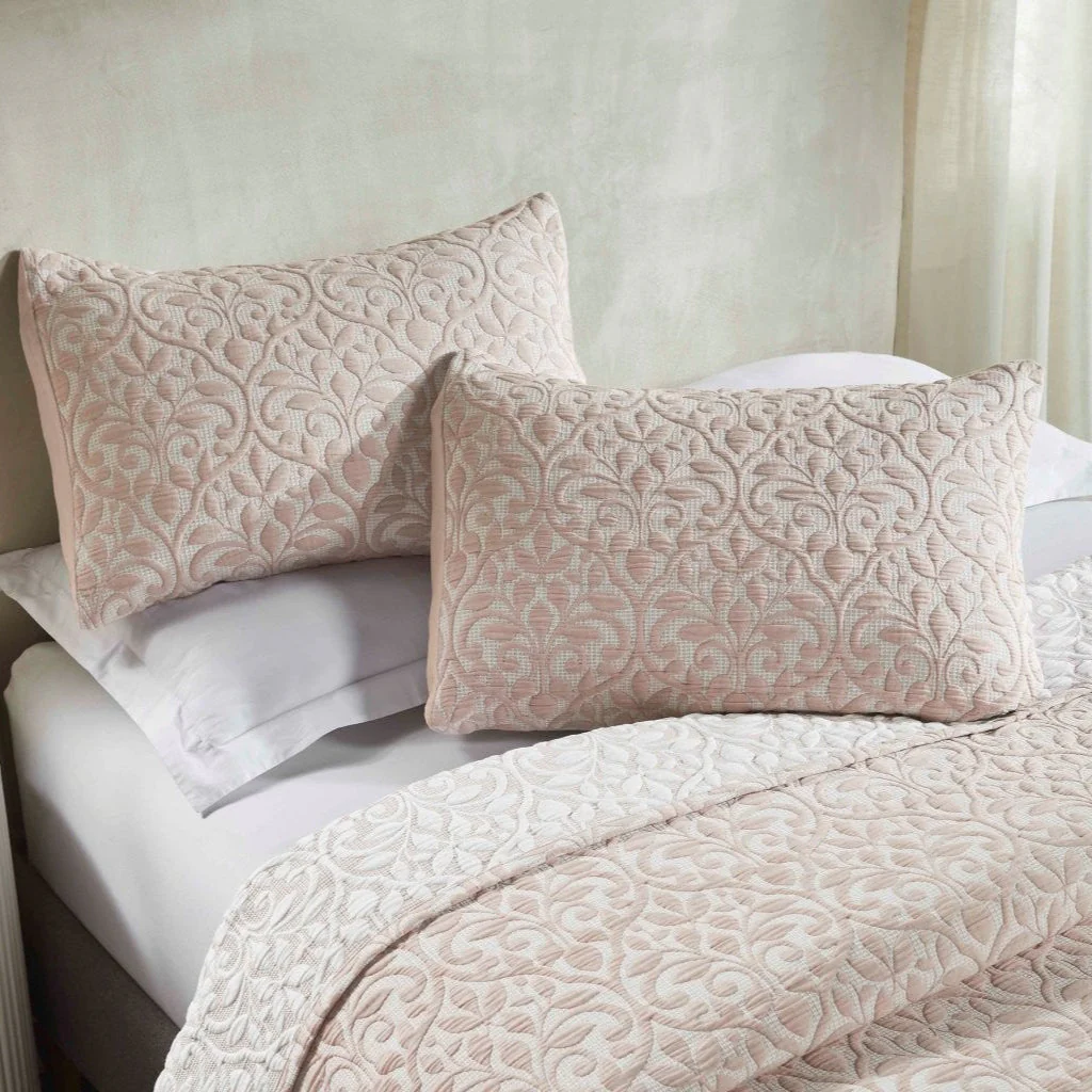 Vineyard Cotton Blend Medium Weight Matelasse Floral Scroll Coverlet - Image 26