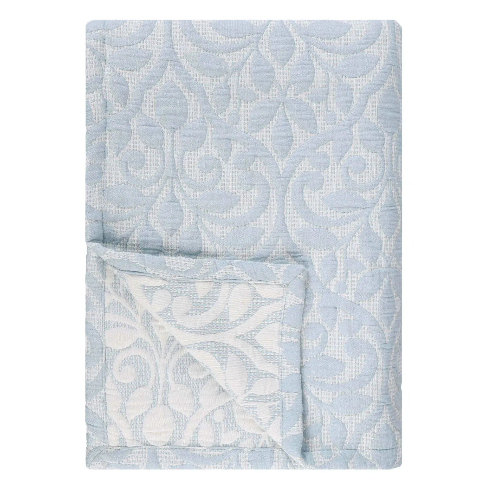 Vineyard Cotton Blend Medium Weight Matelasse Floral Scroll Coverlet - Image 34