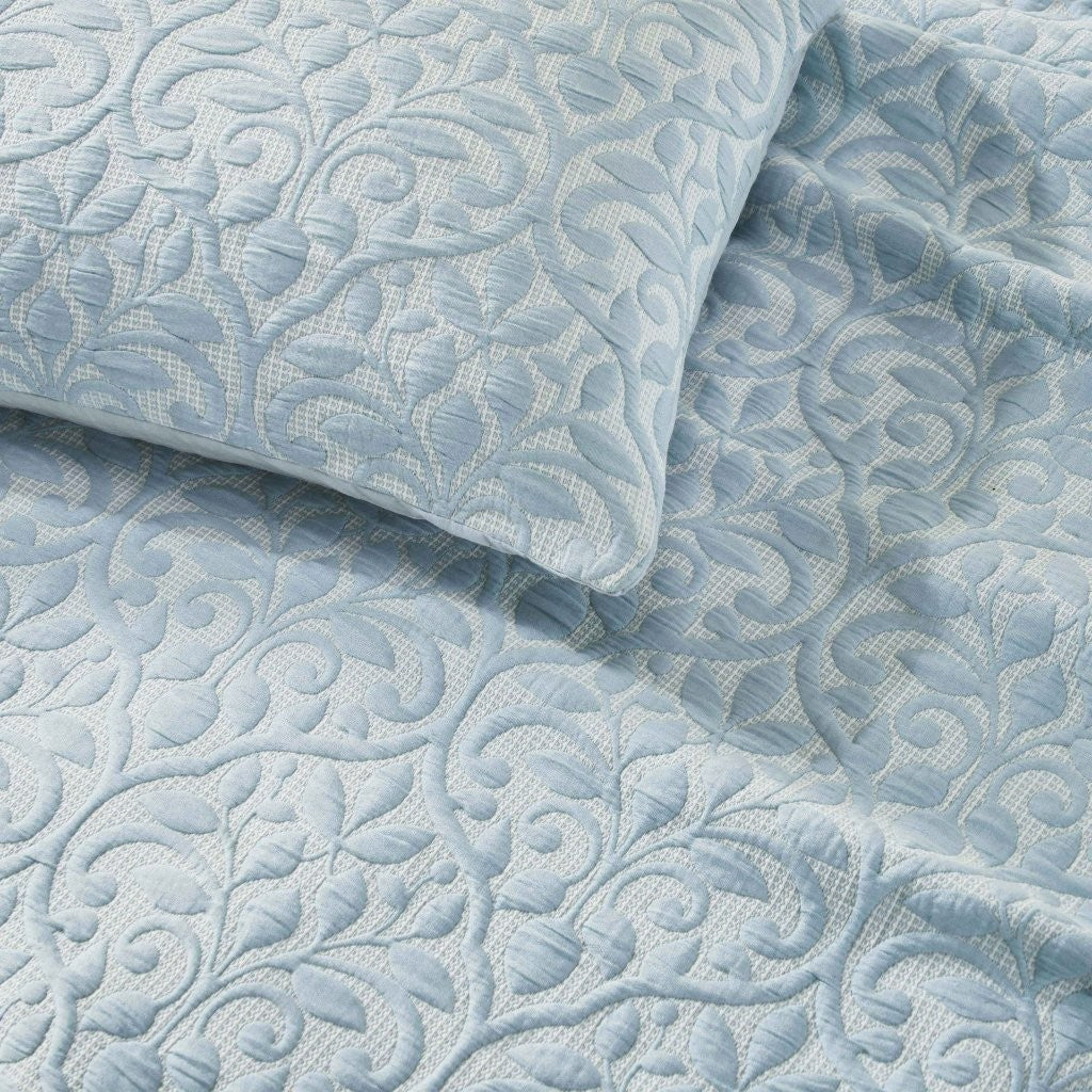Vineyard Cotton Blend Medium Weight Matelasse Floral Scroll Coverlet - Image 36