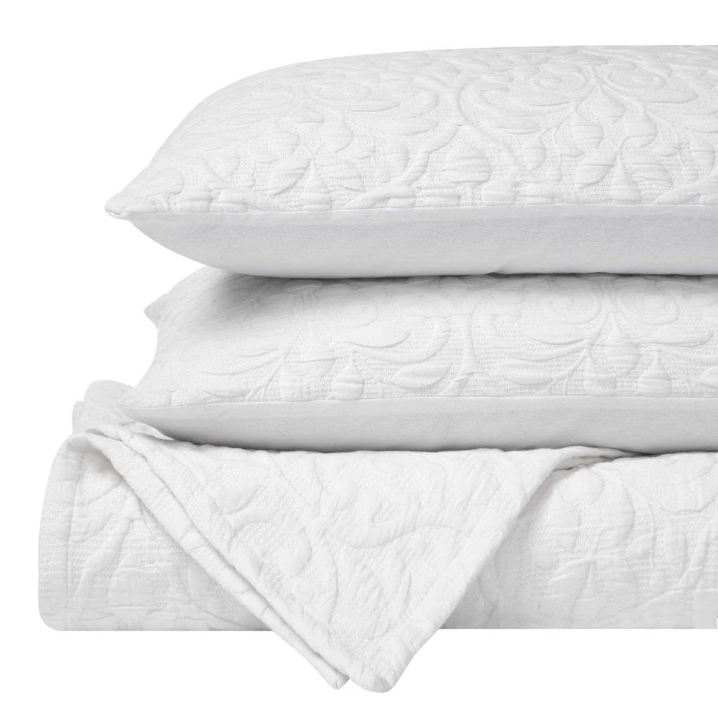 Vineyard Cotton Blend Medium Weight Matelasse Floral Scroll Coverlet - Image 41