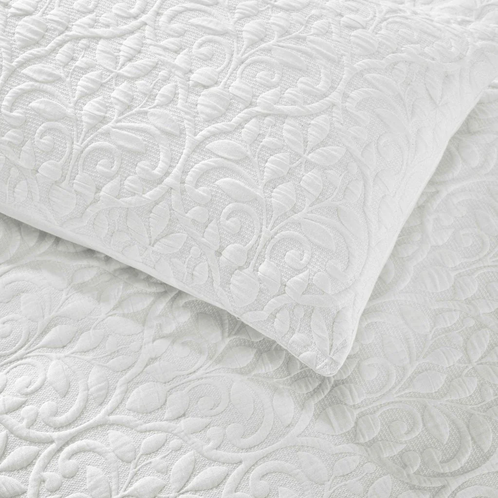 Vineyard Cotton Blend Medium Weight Matelasse Floral Scroll Coverlet - Image 46