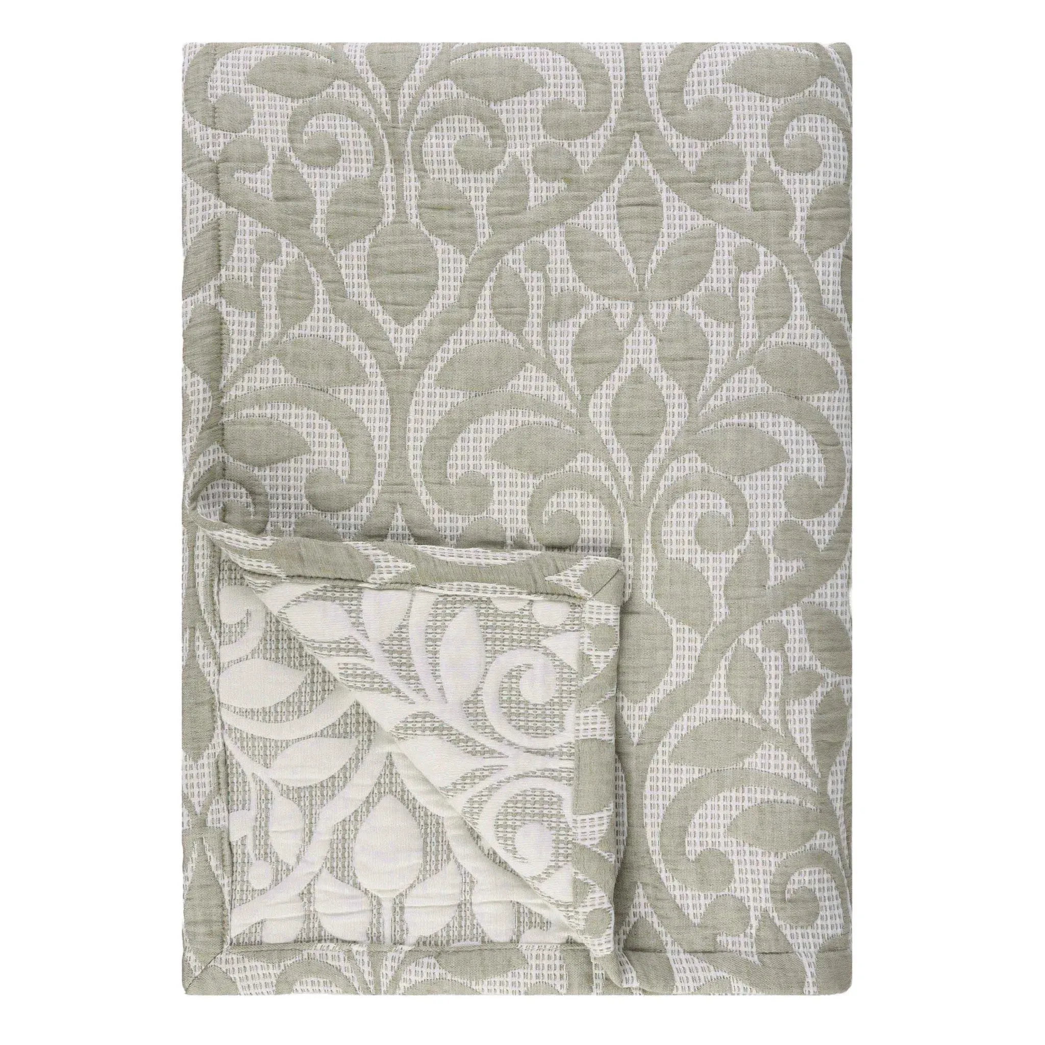 Vineyard Cotton Blend Medium Weight Matelasse Floral Scroll Coverlet - Image 5