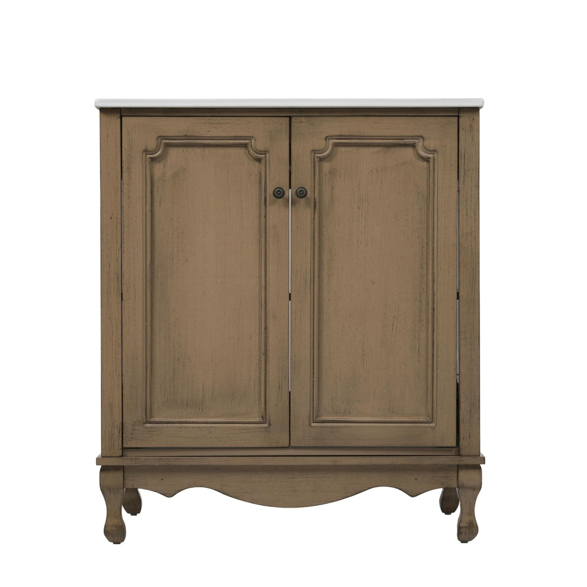 Vintage Bathroom Vanity With Ceramic Sink, Adjustable Shelves - Image 2