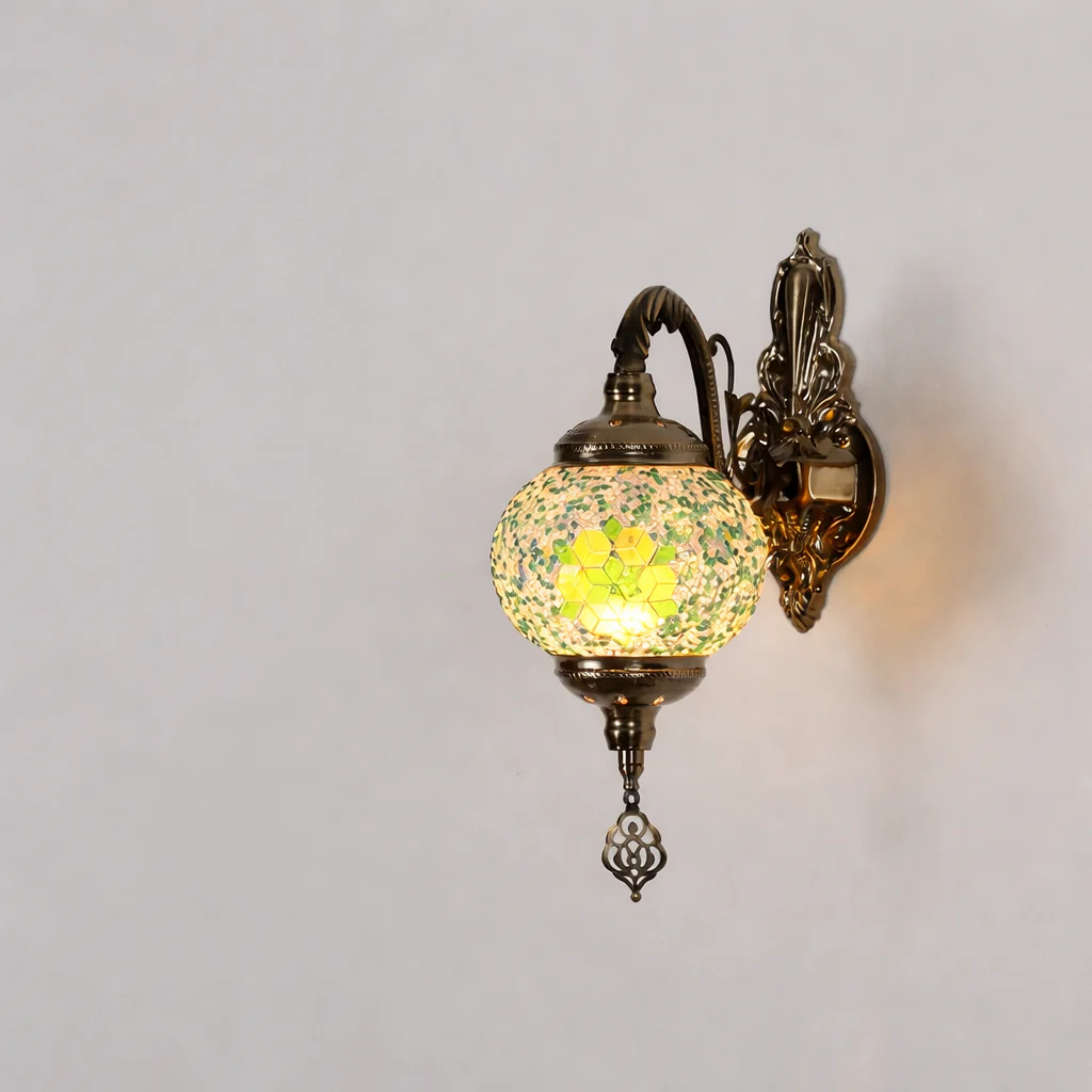 Vintage Bohemian Mosaic Glass Wall Lamp Indoor Lighting for Bedroom, Hall & Bar - Image 12