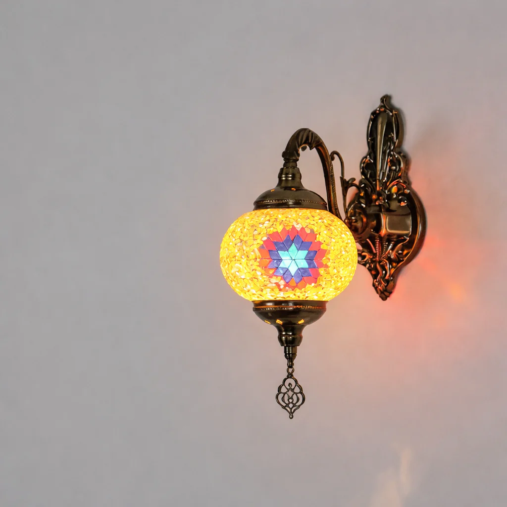 Vintage Bohemian Mosaic Glass Wall Lamp Indoor Lighting for Bedroom, Hall & Bar - Image 16