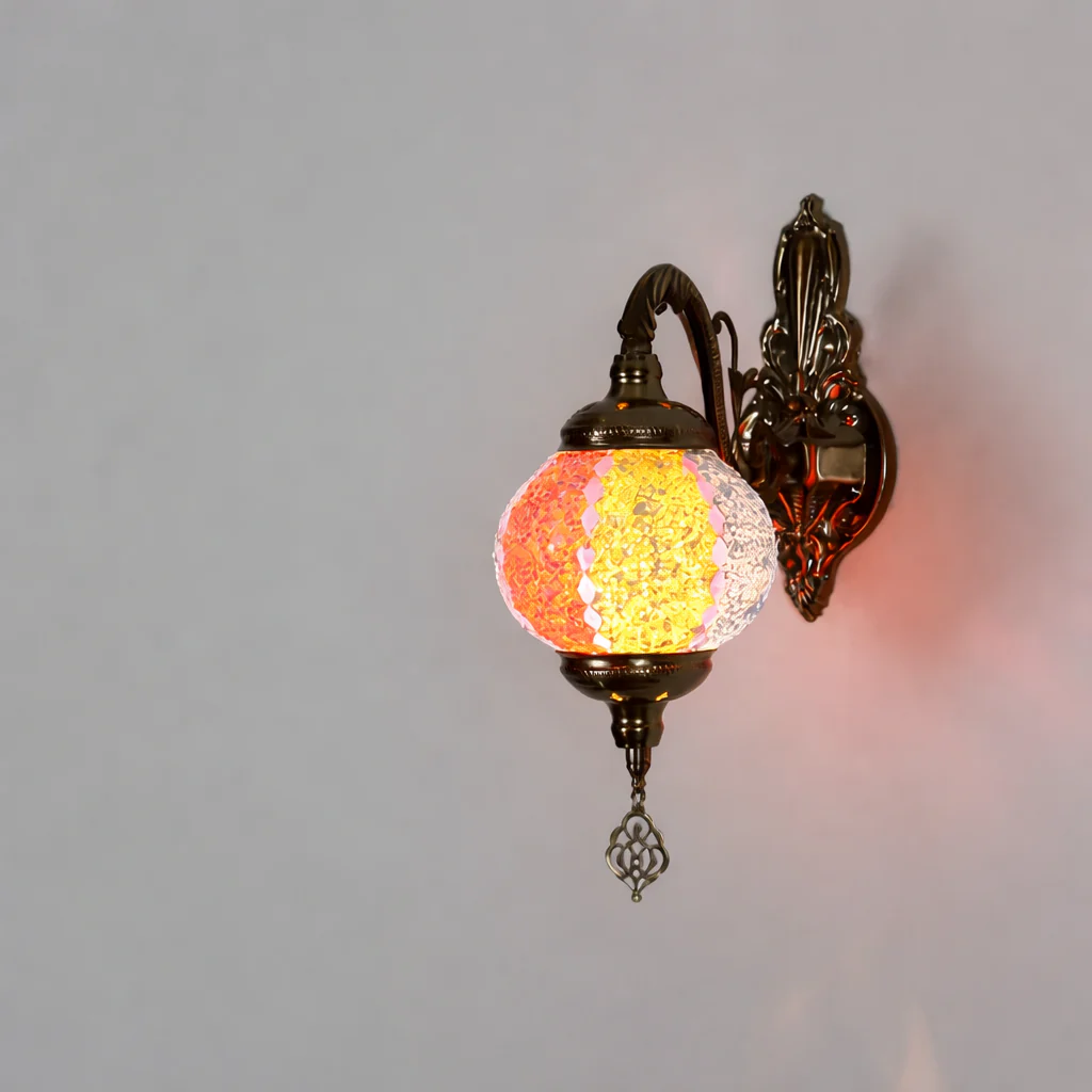 Vintage Bohemian Mosaic Glass Wall Lamp Indoor Lighting for Bedroom, Hall & Bar - Image 17