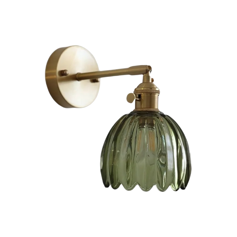 Vintage Brass Tulip Glass Wall Sconce 1-Light Classic Wall Light - Image 10