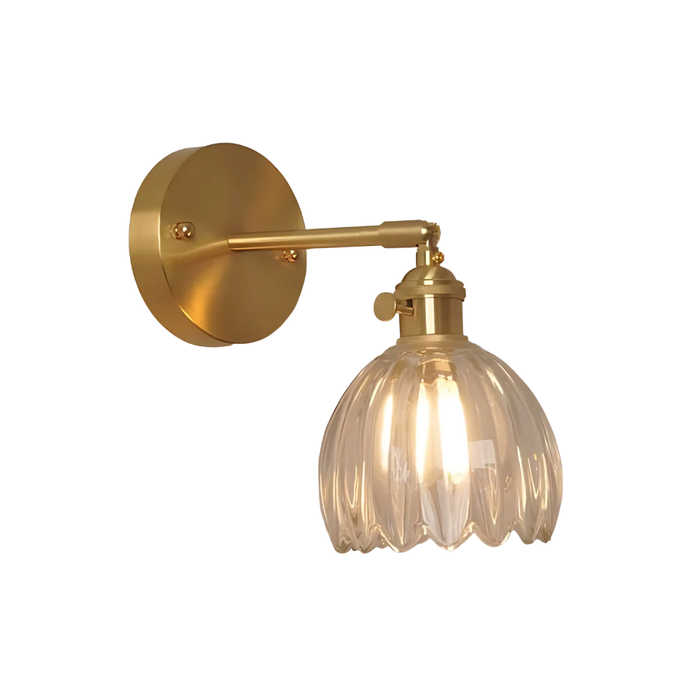 Vintage Brass Tulip Glass Wall Sconce 1-Light Classic Wall Light - Image 14