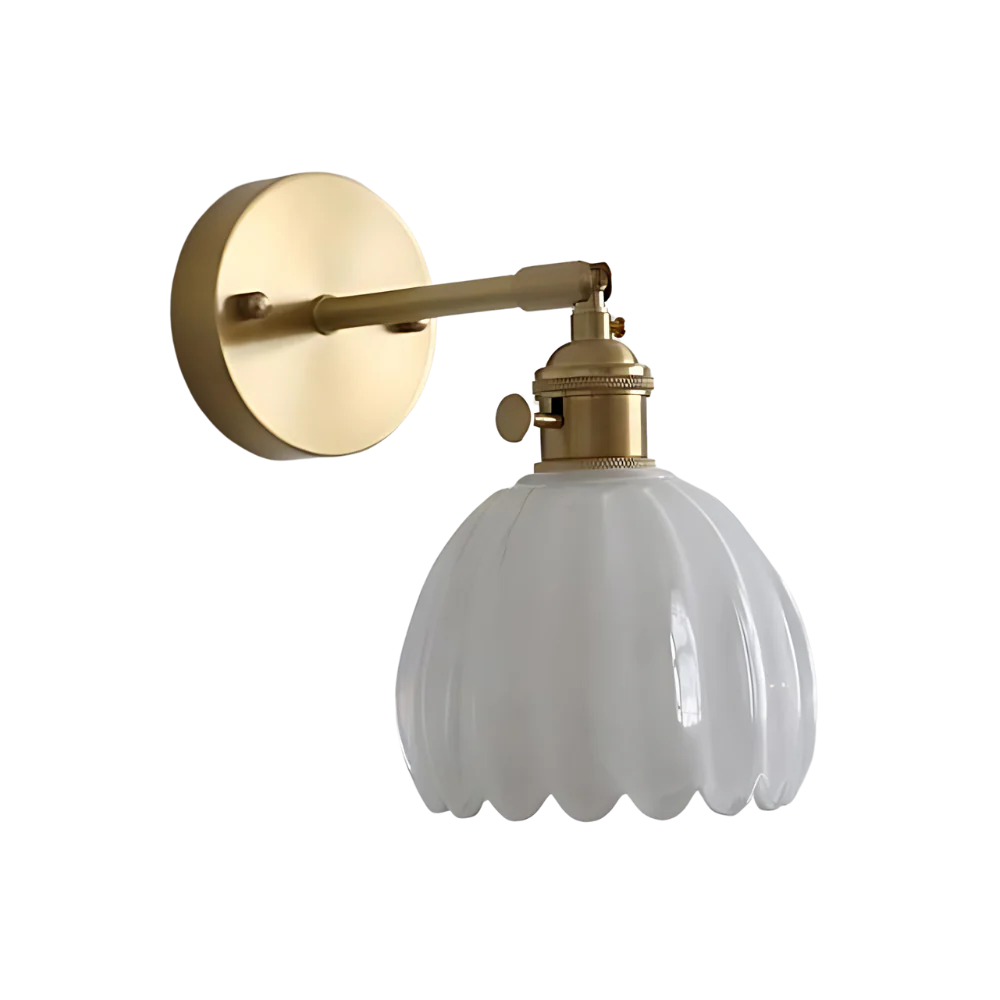 Vintage Brass Tulip Glass Wall Sconce 1-Light Classic Wall Light - Image 20