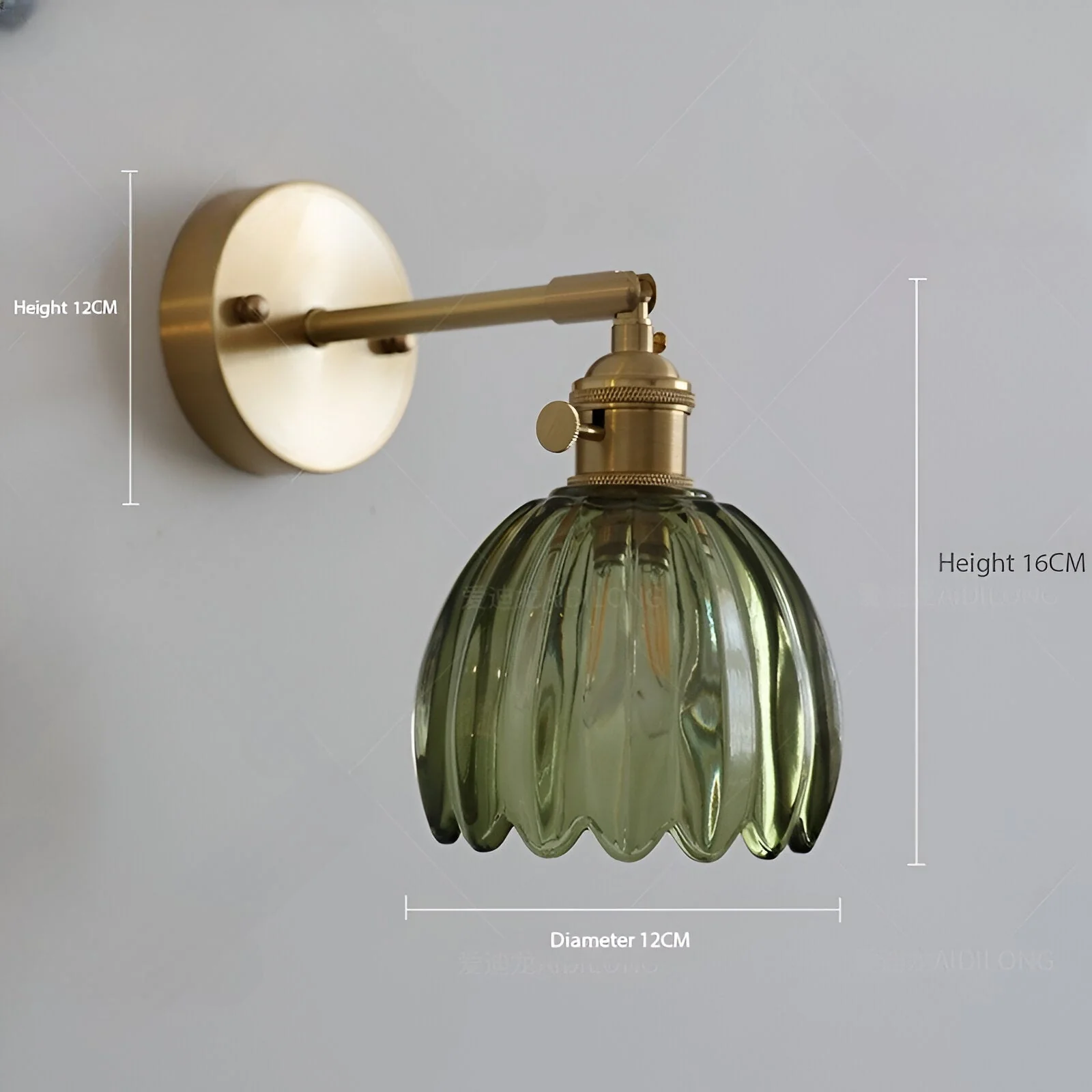 Vintage Brass Tulip Glass Wall Sconce 1-Light Classic Wall Light - Image 25