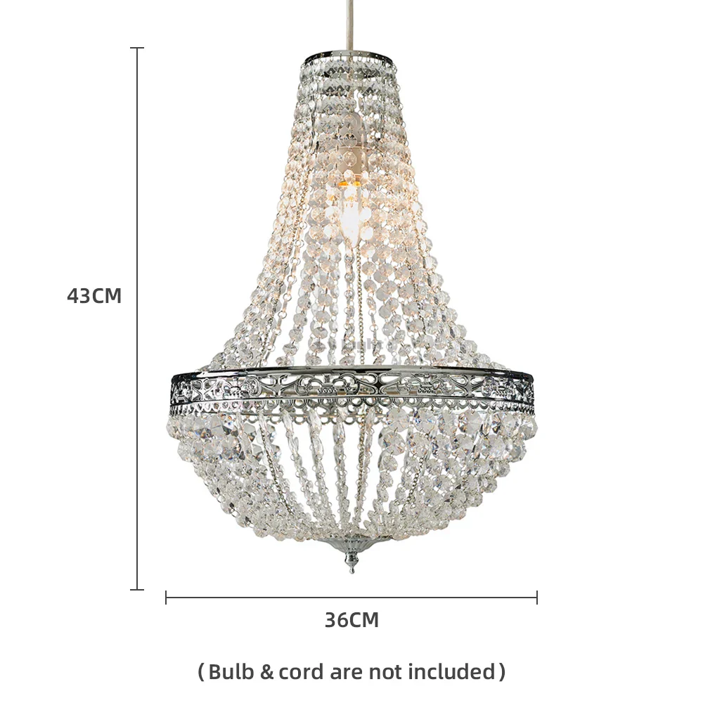 Vintage Crystal Chandelier Lampshade – Ceiling Pendant Light Shade Easy Fit - Image 2