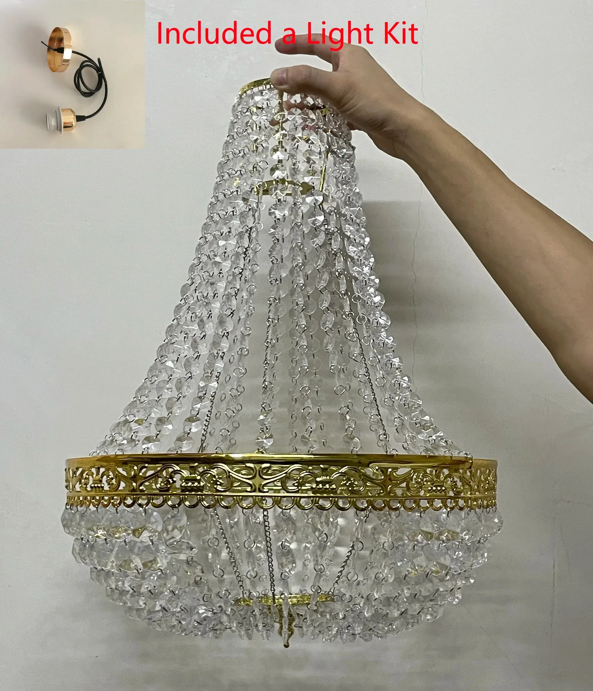 Vintage Crystal Chandelier Lampshade – Ceiling Pendant Light Shade Easy Fit - Image 8