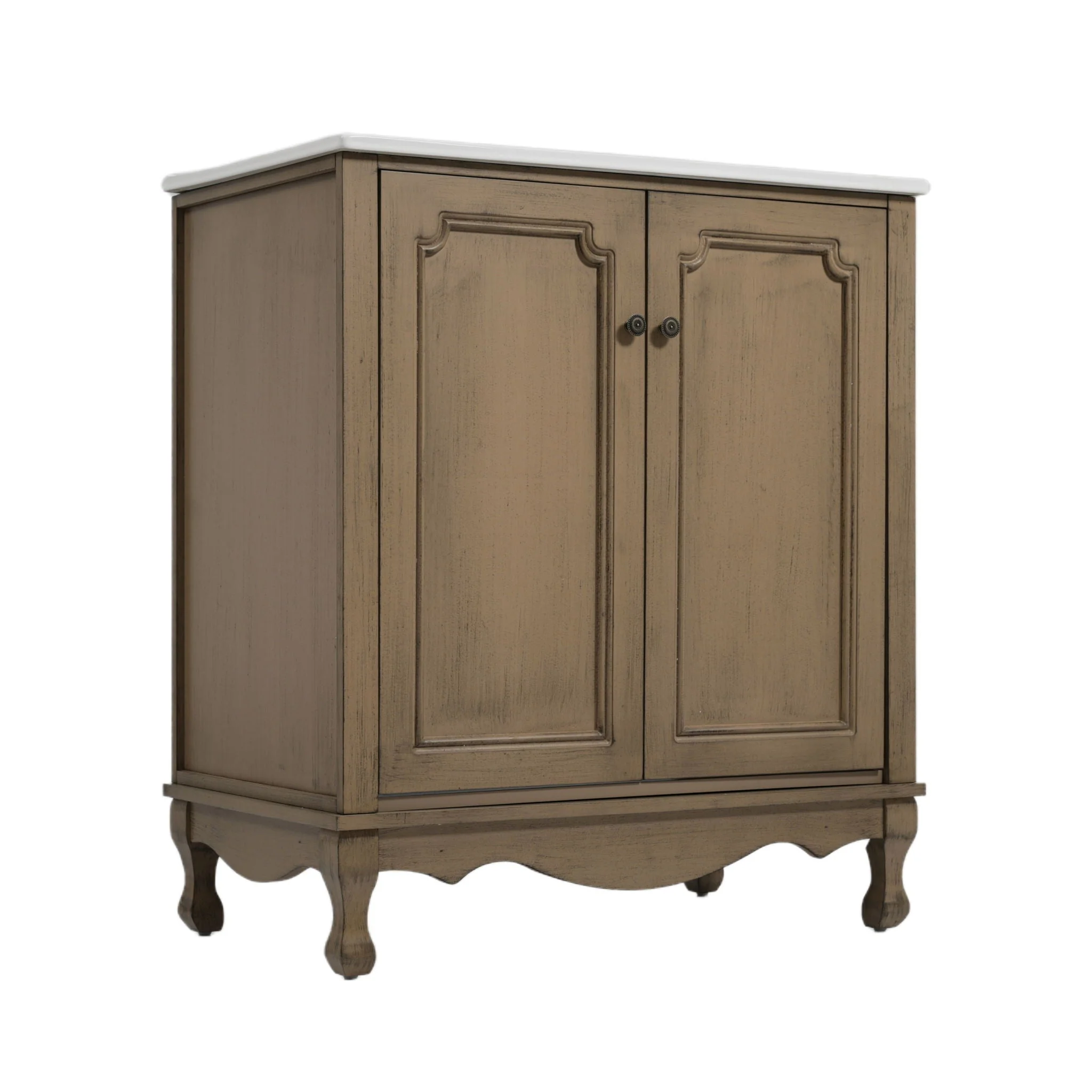 Vintage Double Sink Bathroom Vanity Set With Ceramic Sinks - Image 2