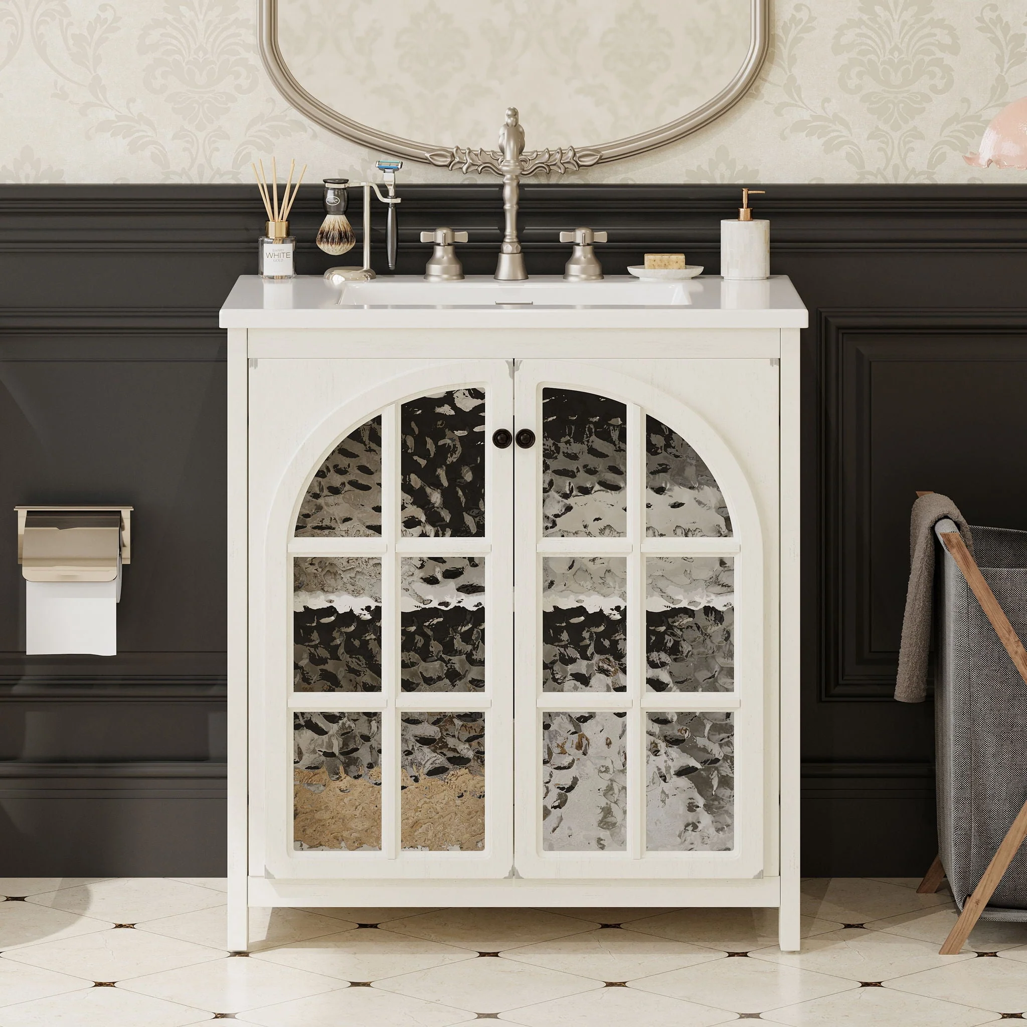 Vintage Farmhouse Bathroom Vanity With Ceramic Sink - Image 4