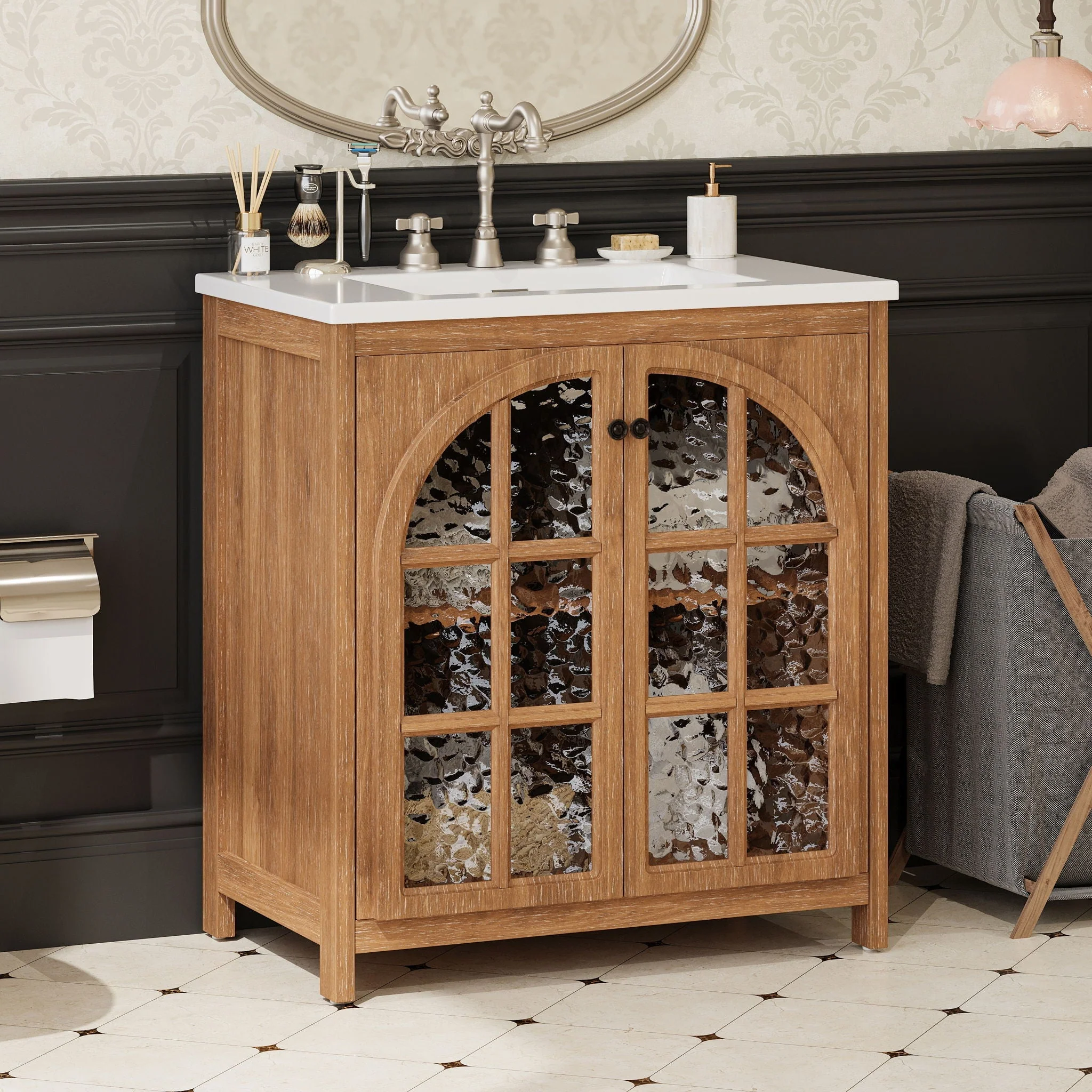 Vintage Farmhouse Bathroom Vanity With Ceramic Sink - Image 6