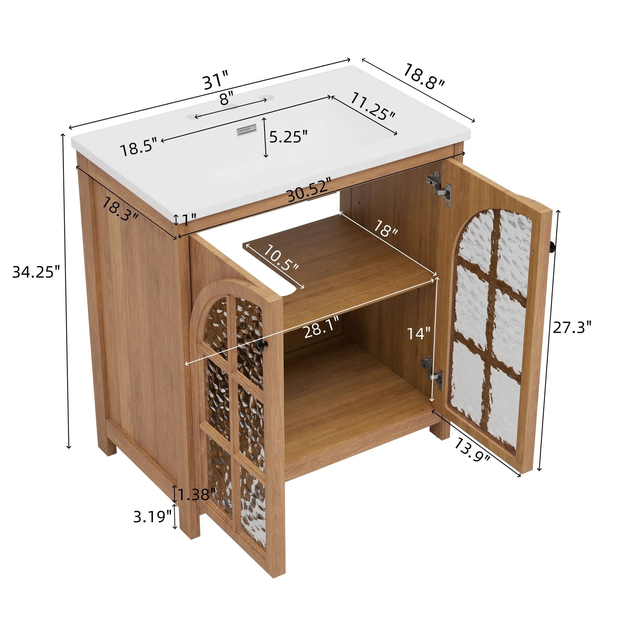Vintage Farmhouse Bathroom Vanity With Ceramic Sink - Image 7