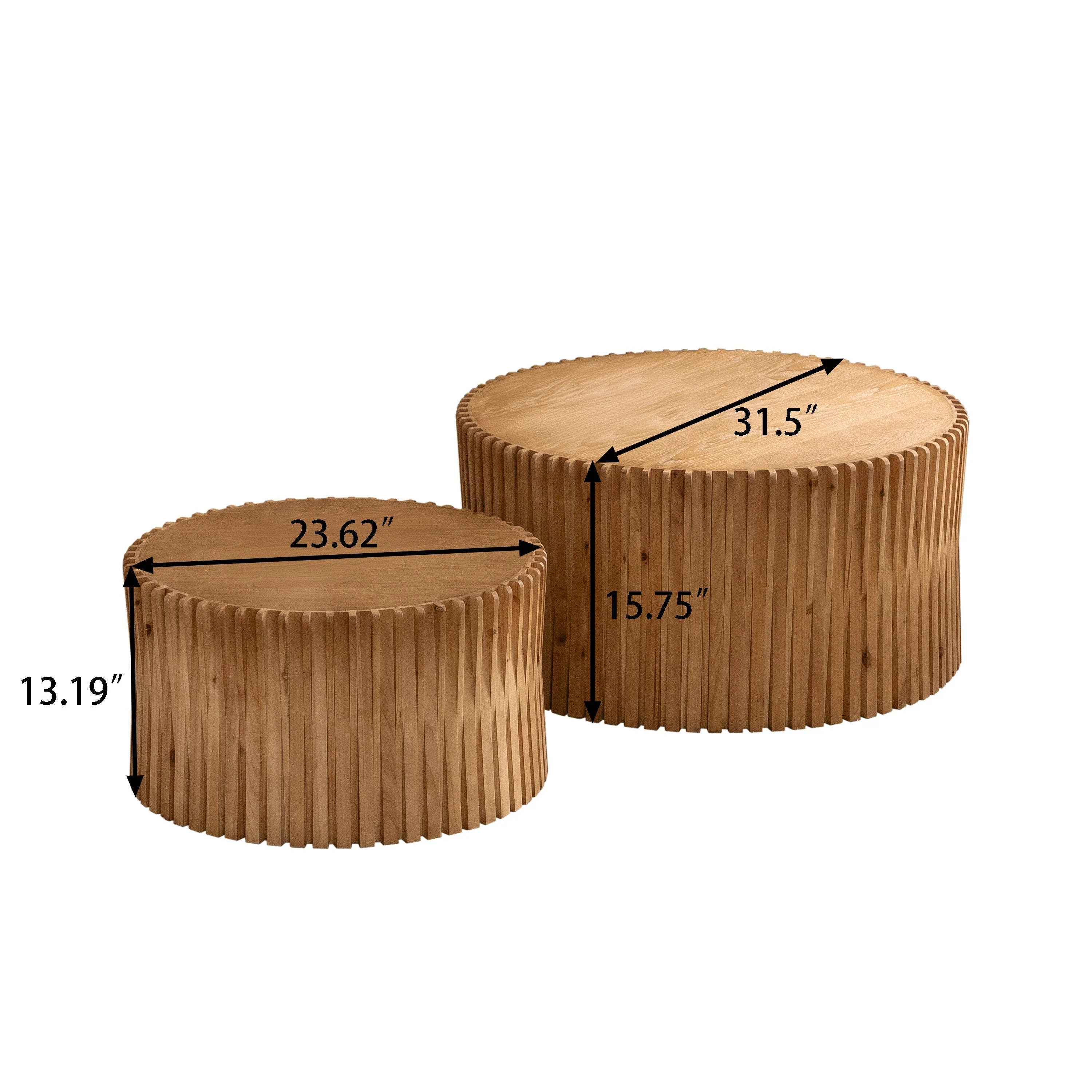 Vintage Fashion Style Cylindrical Nesting Coffee Table Set - Image 3