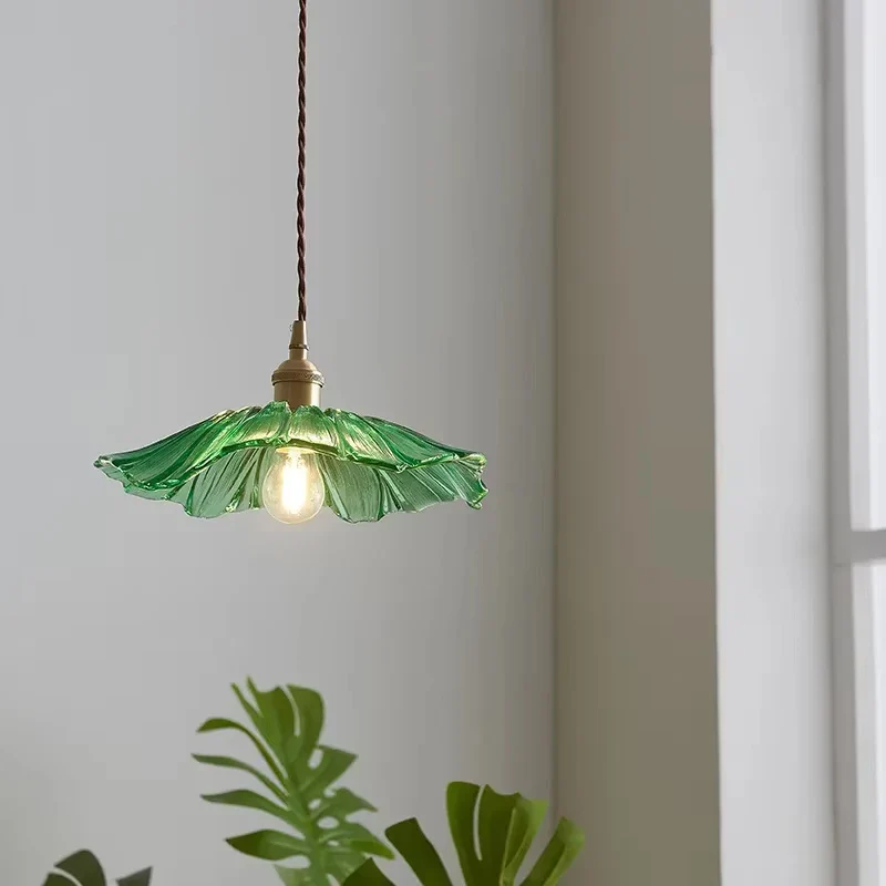 Vintage Flower Glass Pendant Light Hanging Ceiling Lamp for Bedroom Living Room - Image 10