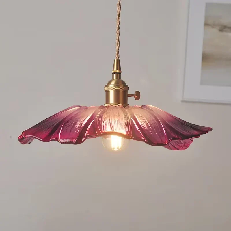 Vintage Flower Glass Pendant Light Hanging Ceiling Lamp for Bedroom Living Room - Image 8