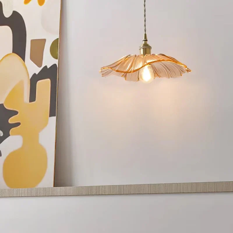 Vintage Flower Glass Pendant Light Hanging Ceiling Lamp for Bedroom Living Room - Image 9