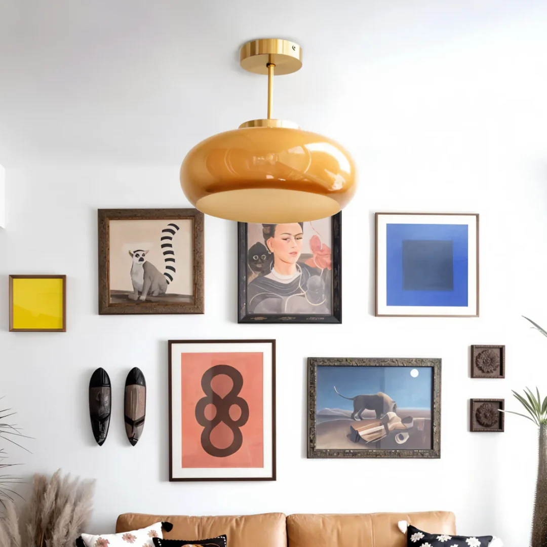Vintage Glass LED Ceiling Light 12W Modern Minimalist Flush Mount - Image 2