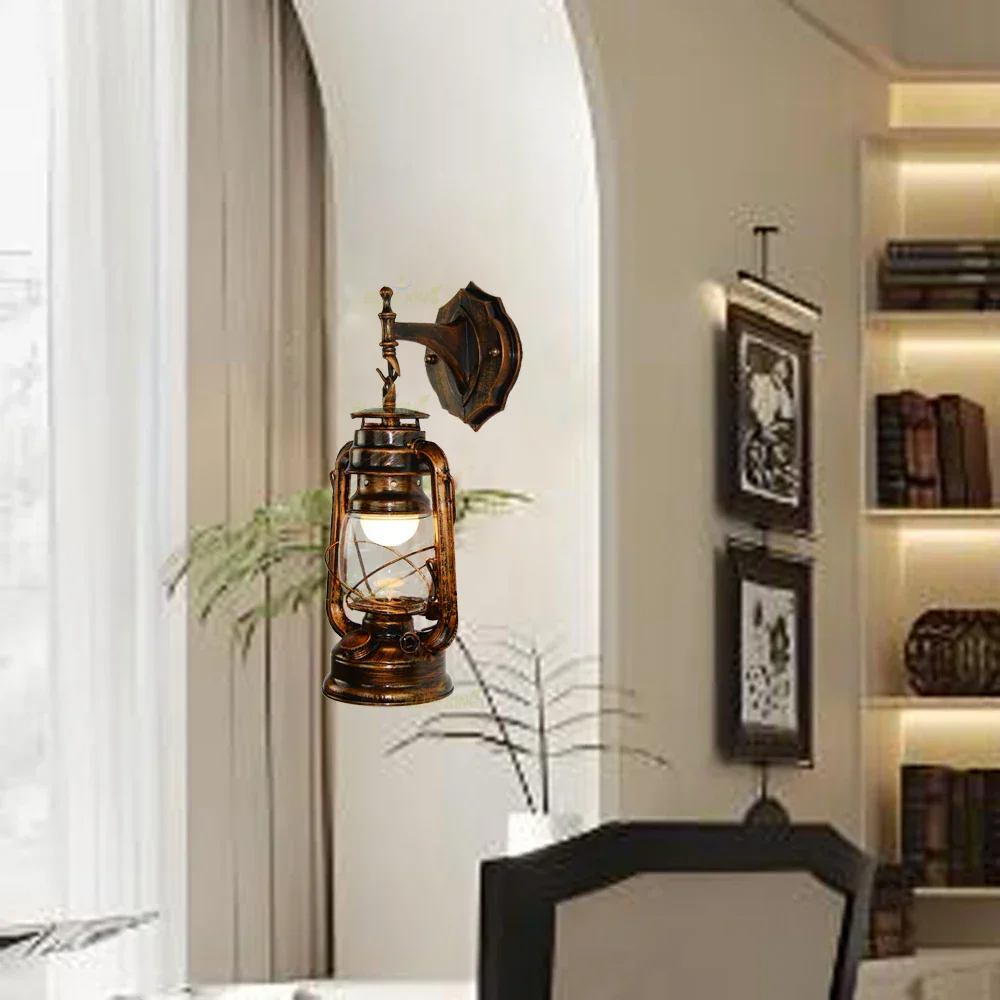 Vintage Iron Glass Wall Lamp Industrial Sconce for Bedroom Living Room Hallway - Image 4