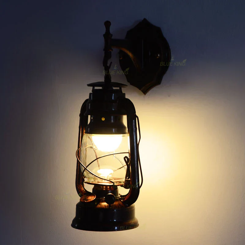 Vintage Iron Glass Wall Lamp Industrial Sconce for Bedroom Living Room Hallway - Image 6