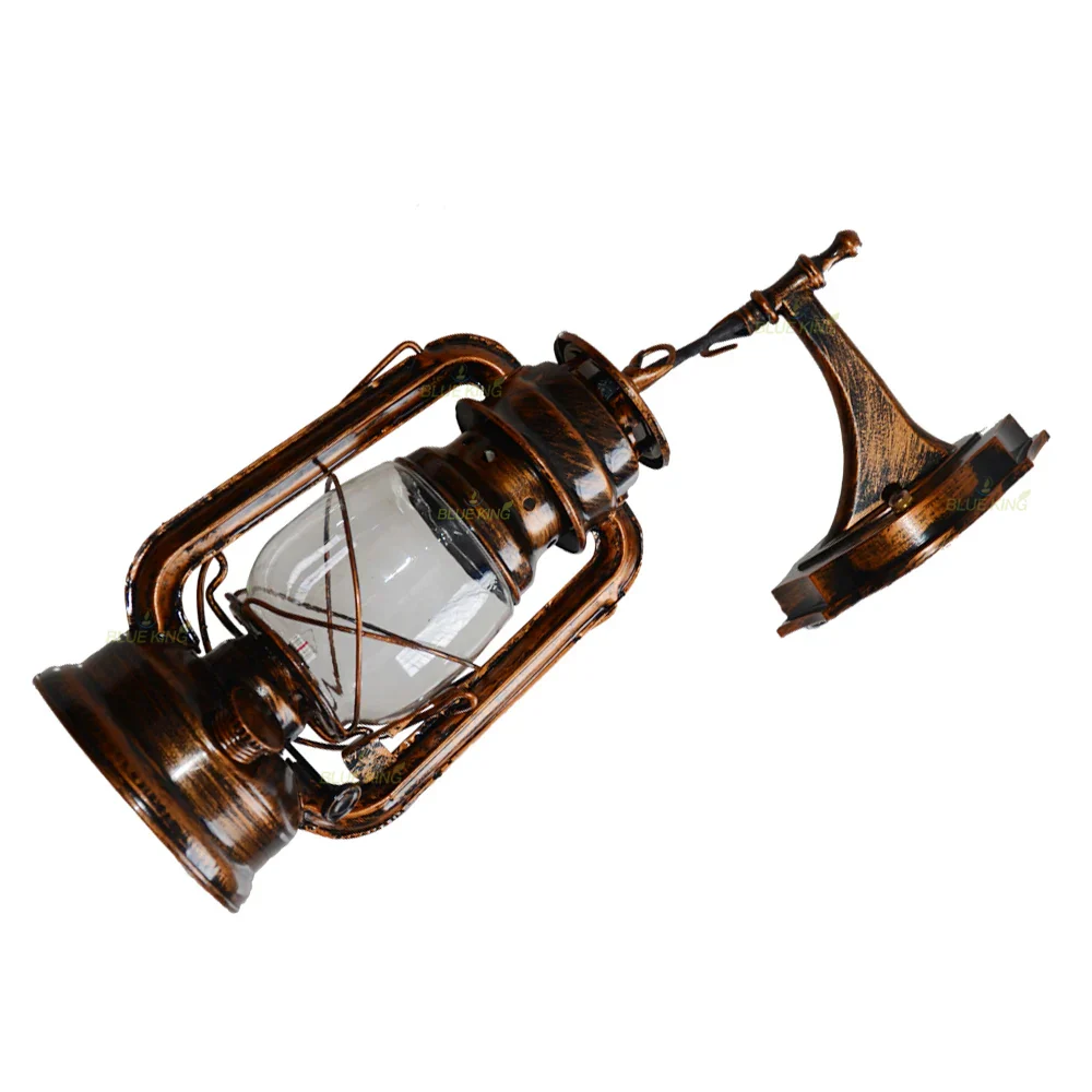 Vintage Iron Glass Wall Lamp Industrial Sconce for Bedroom Living Room Hallway - Image 7