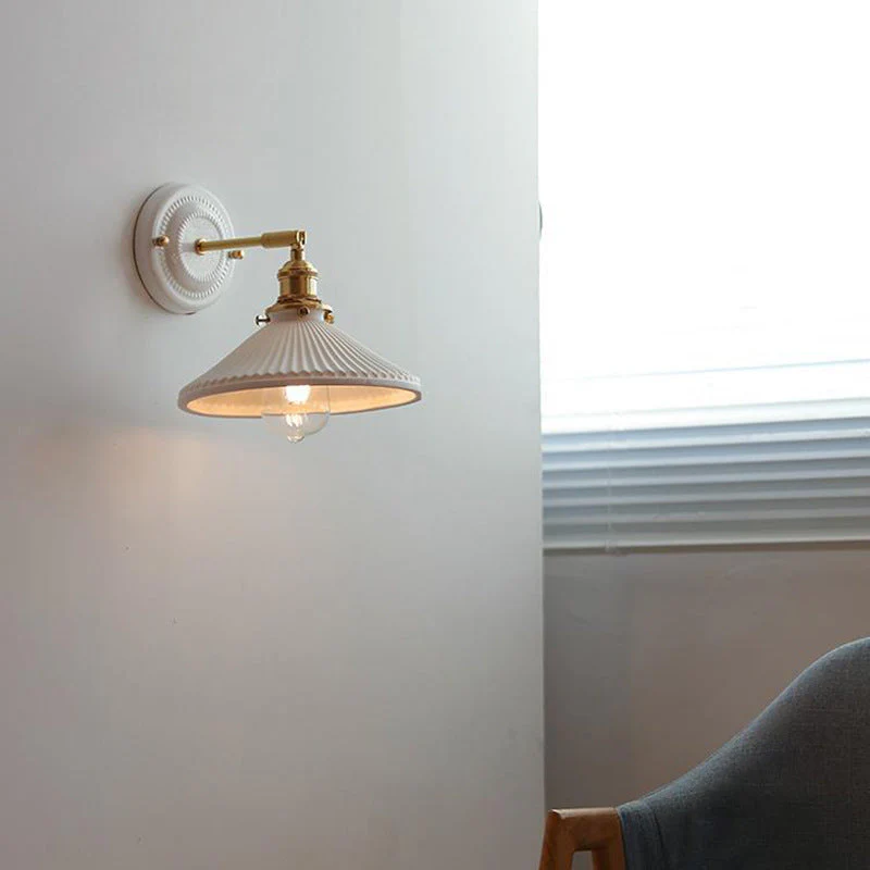 Vintage Japanese Ceramic Brass Wall Light E27 Hardwired