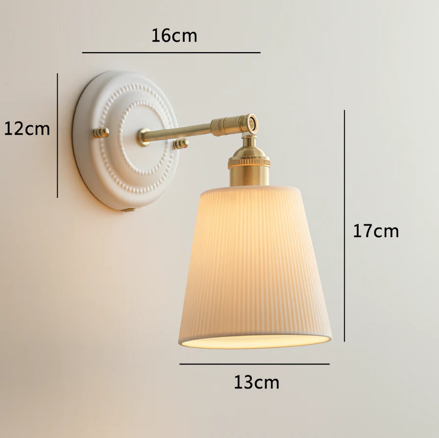 Vintage Japanese Ceramic Brass Wall Light E27 Hardwired - Image 10