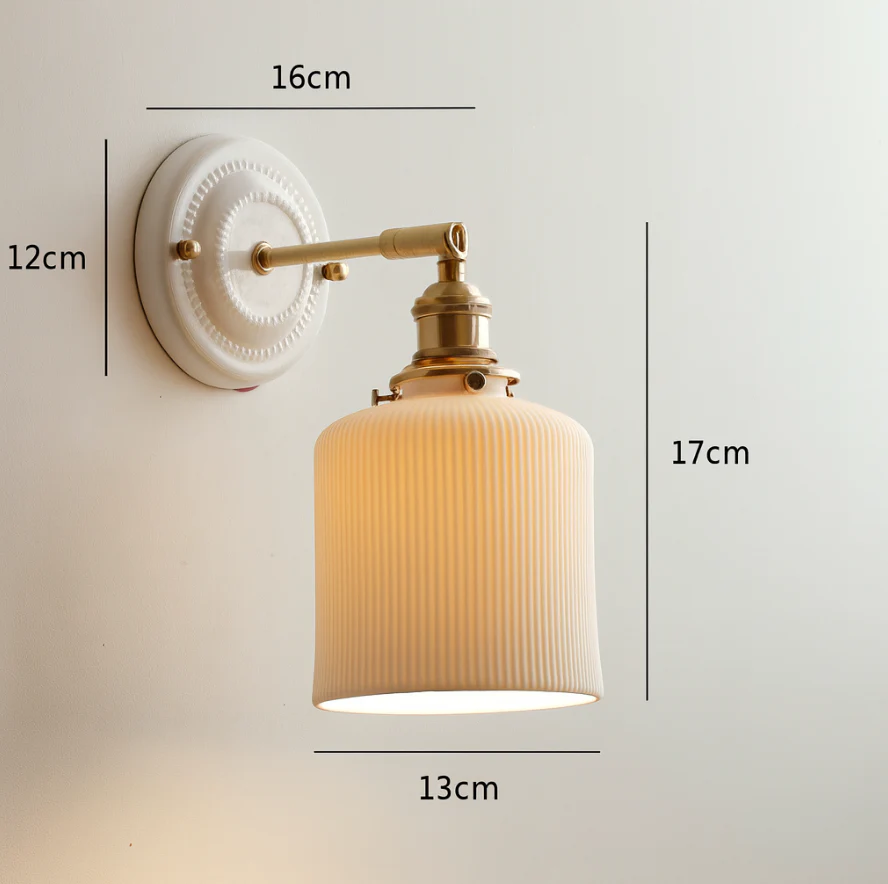 Vintage Japanese Ceramic Brass Wall Light E27 Hardwired - Image 11