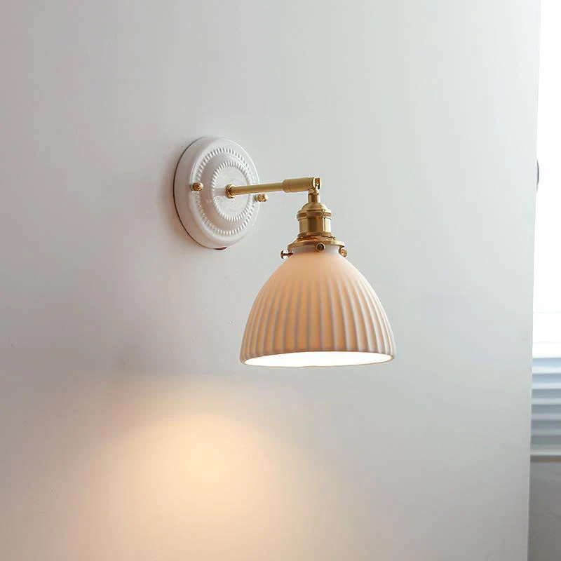 Vintage Japanese Ceramic Brass Wall Light E27 Hardwired - Image 12