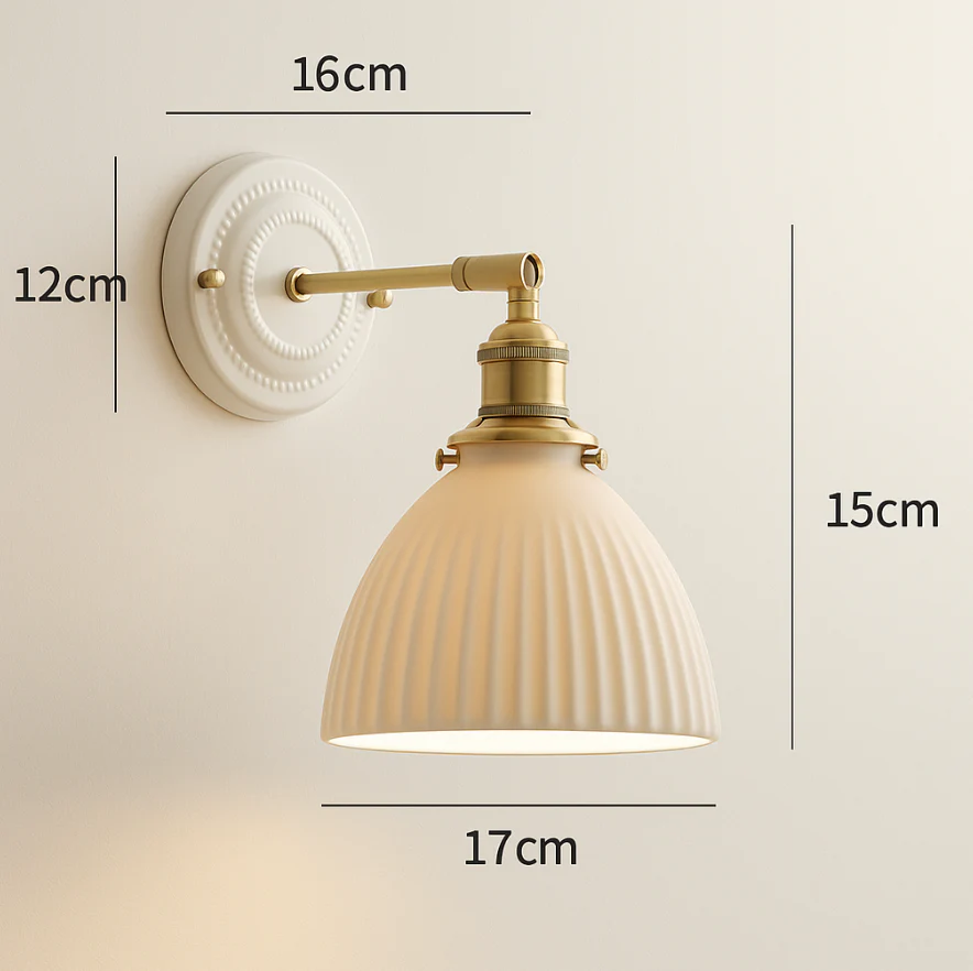 Vintage Japanese Ceramic Brass Wall Light E27 Hardwired - Image 13