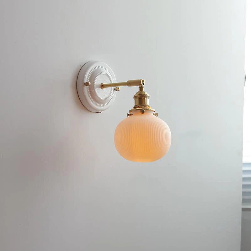 Vintage Japanese Ceramic Brass Wall Light E27 Hardwired - Image 16