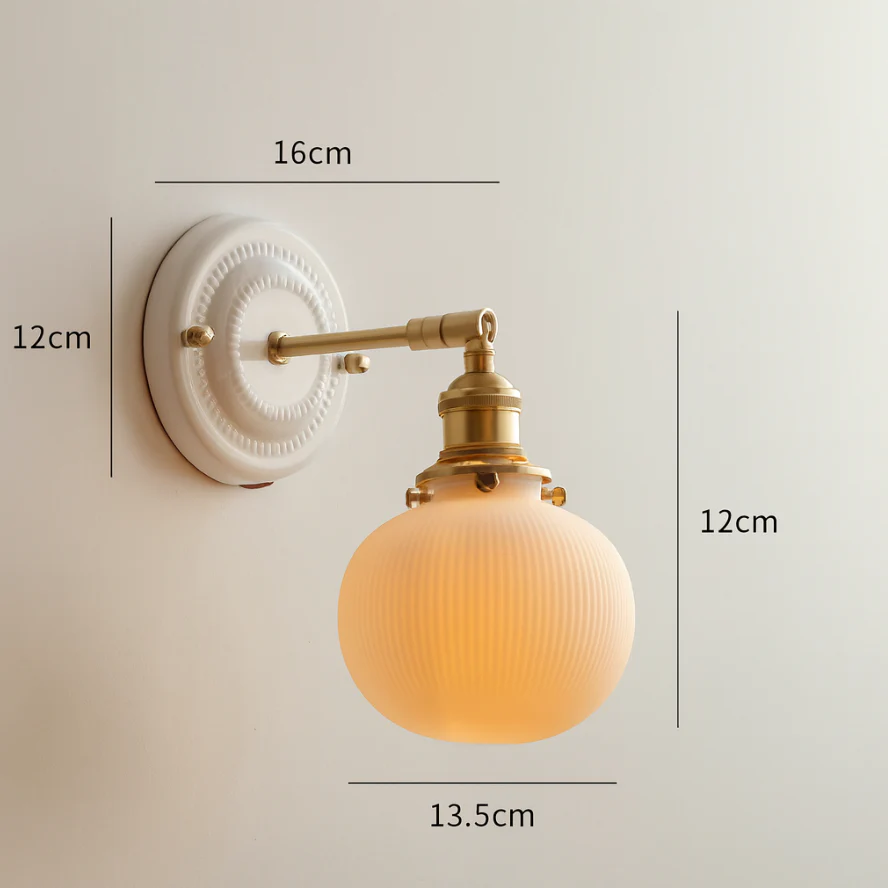 Vintage Japanese Ceramic Brass Wall Light E27 Hardwired - Image 17