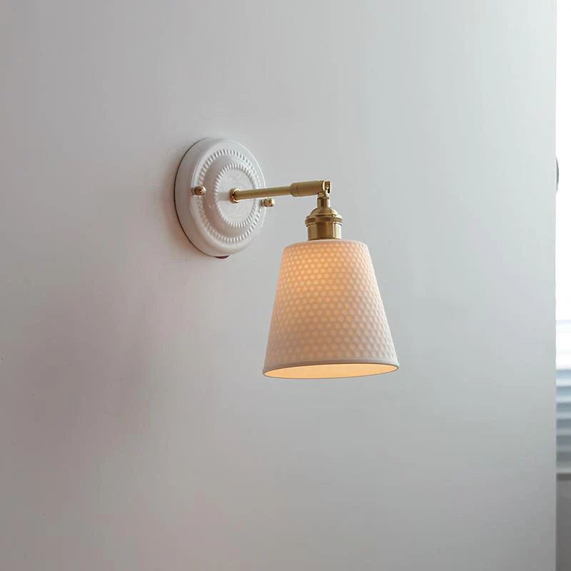 Vintage Japanese Ceramic Brass Wall Light E27 Hardwired - Image 18