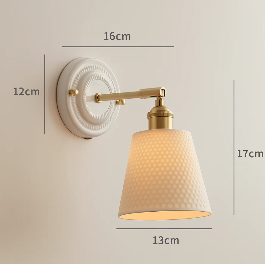 Vintage Japanese Ceramic Brass Wall Light E27 Hardwired - Image 19