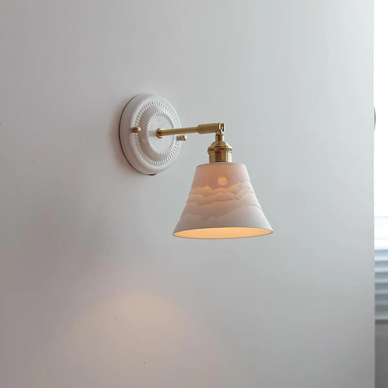 Vintage Japanese Ceramic Brass Wall Light E27 Hardwired - Image 20