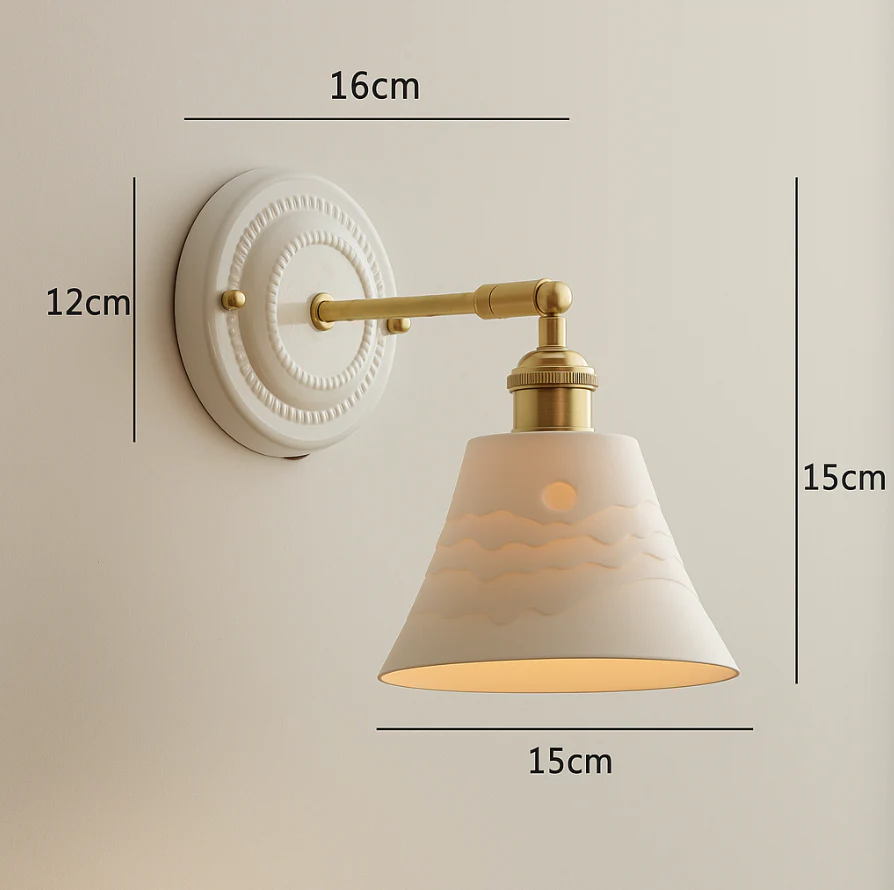 Vintage Japanese Ceramic Brass Wall Light E27 Hardwired - Image 21