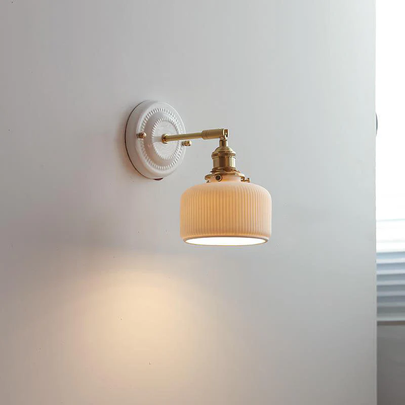 Vintage Japanese Ceramic Brass Wall Light E27 Hardwired - Image 22